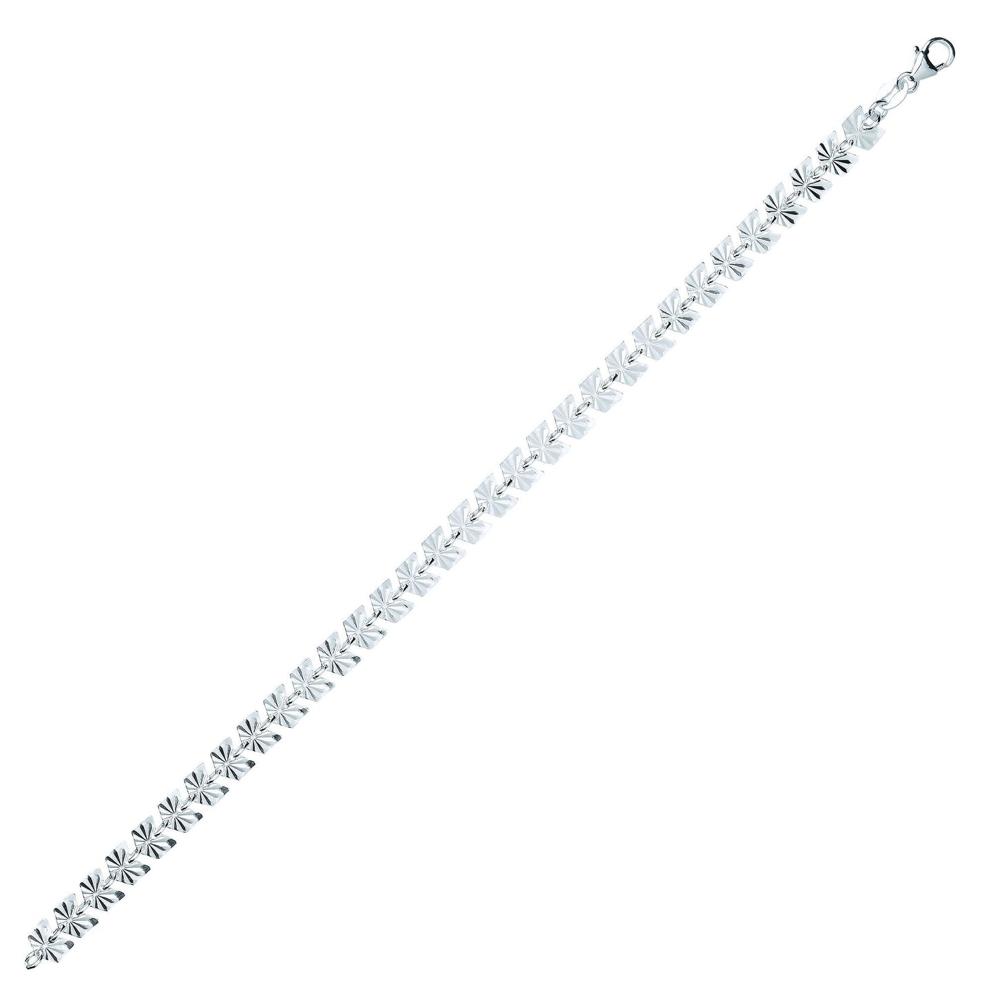 Silver  Sunburst Forzatina Arrowhead Flat Link Bracelet 6mm 7.5" - GVB456