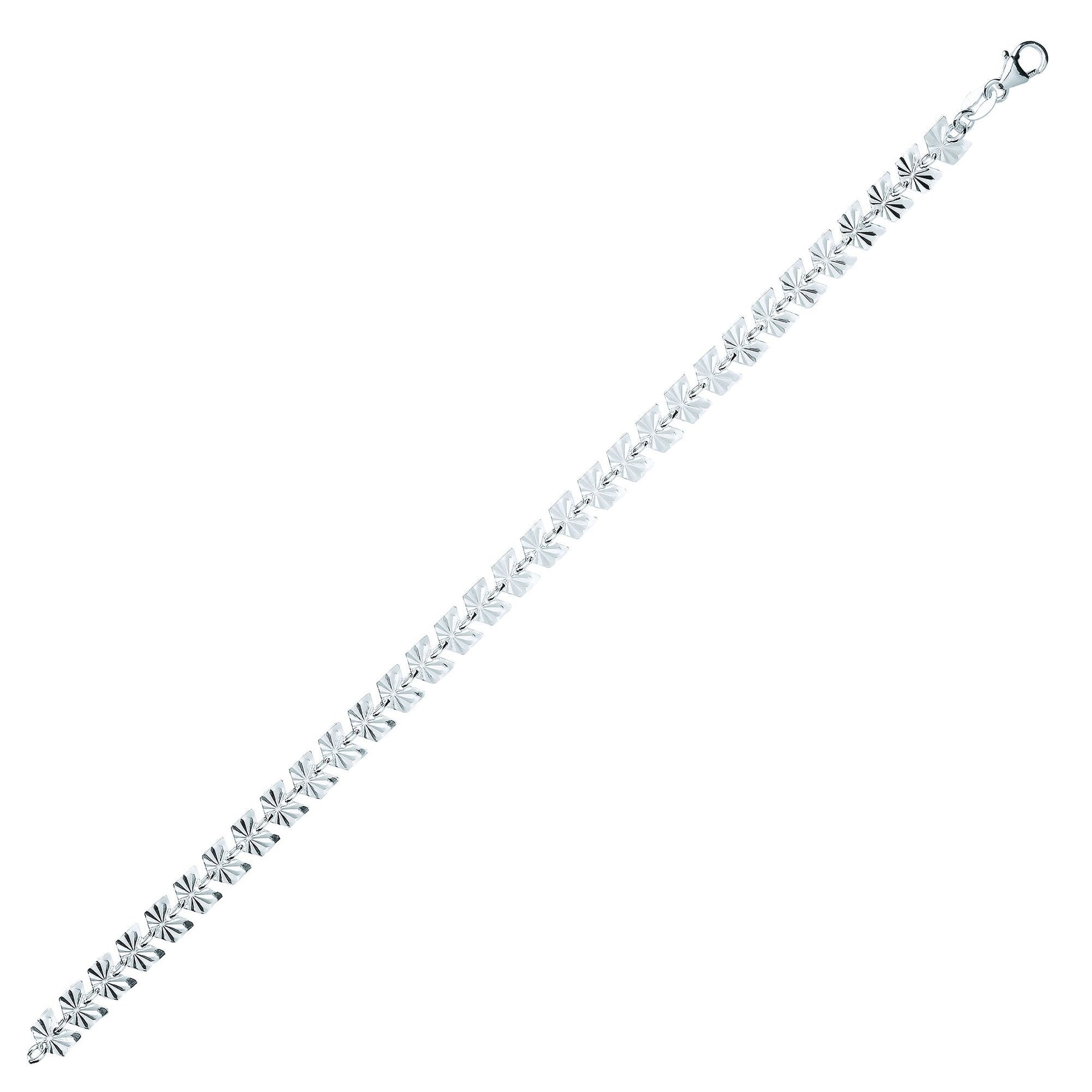 Silver  Sunburst Forzatina Arrowhead Flat Link Bracelet 6mm 7.5" - GVB456
