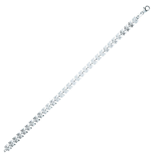 Silver  Sunburst Forzatina Arrowhead Flat Link Bracelet 6mm 7.5" - GVB456