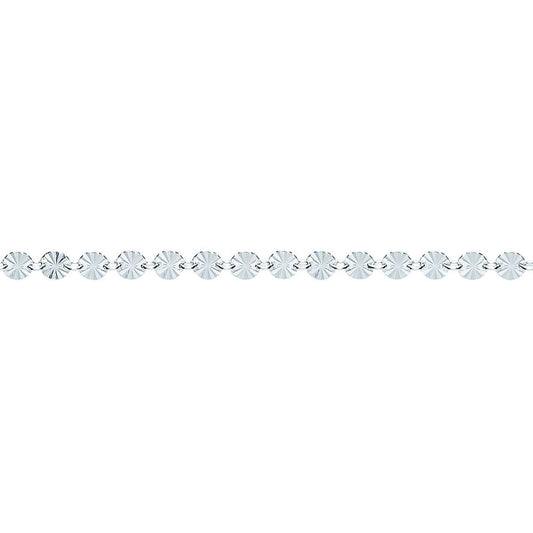 Silver  Sunburst Forzatina Flat Link Bracelet 4mm 7.5 inch - GVB457