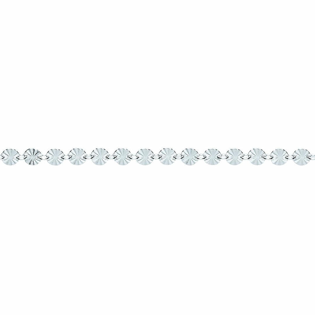 Silver  Sunburst Forzatina Flat Link Bracelet 4mm 7.5 inch - GVB457