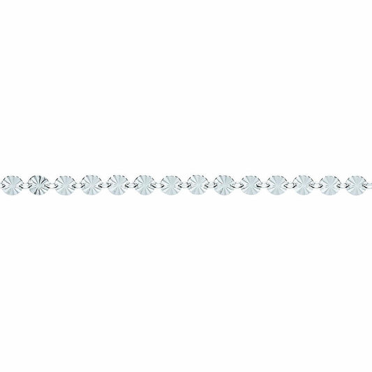 Silver  Sunburst Forzatina Flat Link Bracelet 4mm 7.5 inch - GVB457
