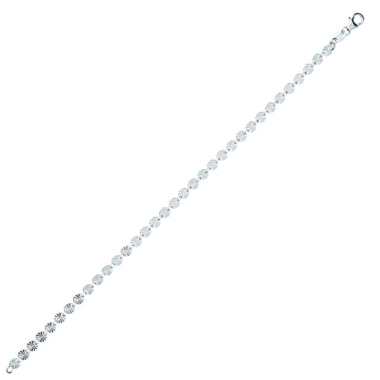 Silver  Sunburst Forzatina Flat Link Bracelet 4mm 7.5 inch - GVB457
