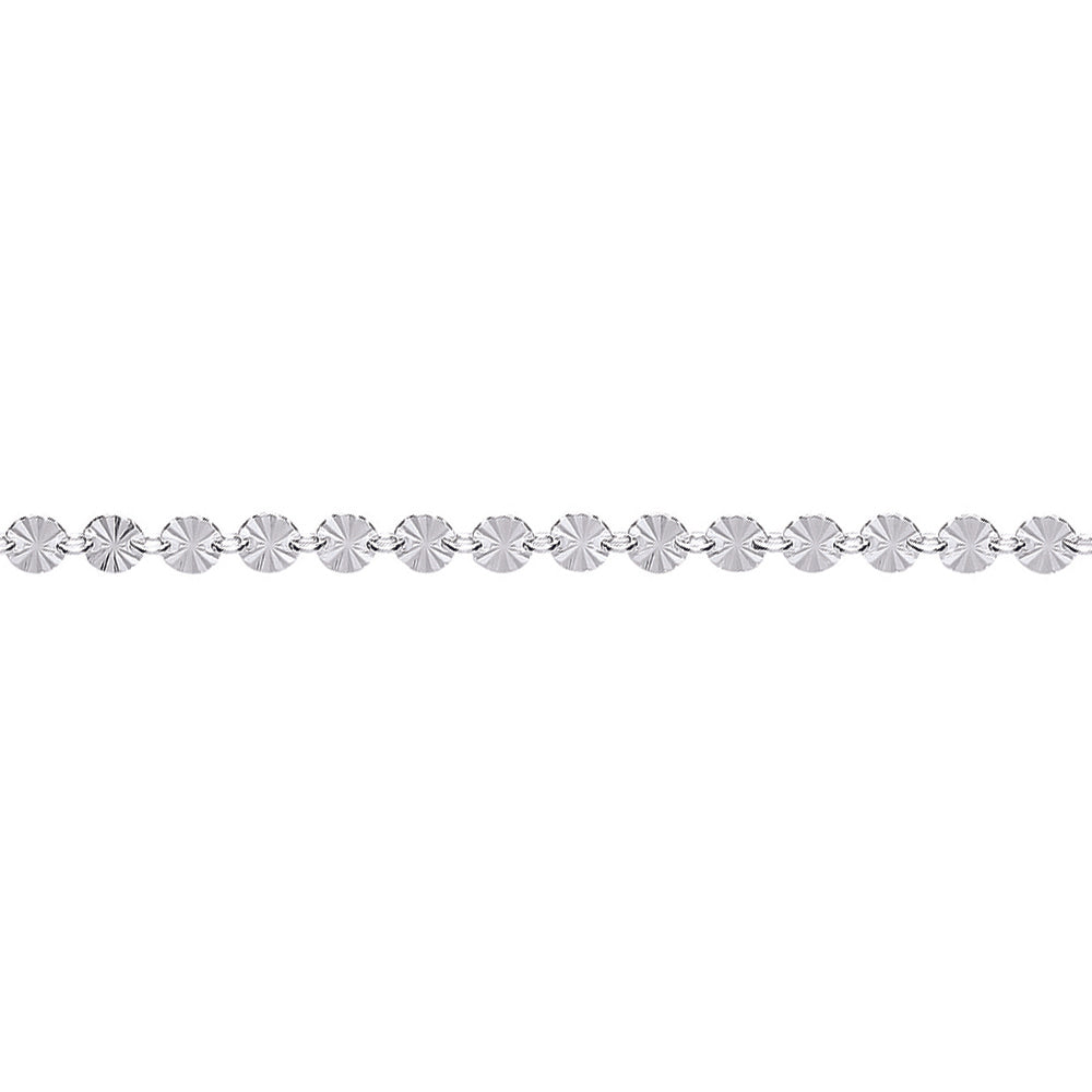 Silver  Sunburst Forzatina Flat Link Bracelet 4mm 7.5 inch - GVB457