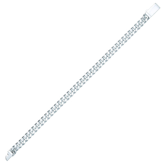 Mens Silver  Diamond-cut Curb Bracelet 7mm - GVB462