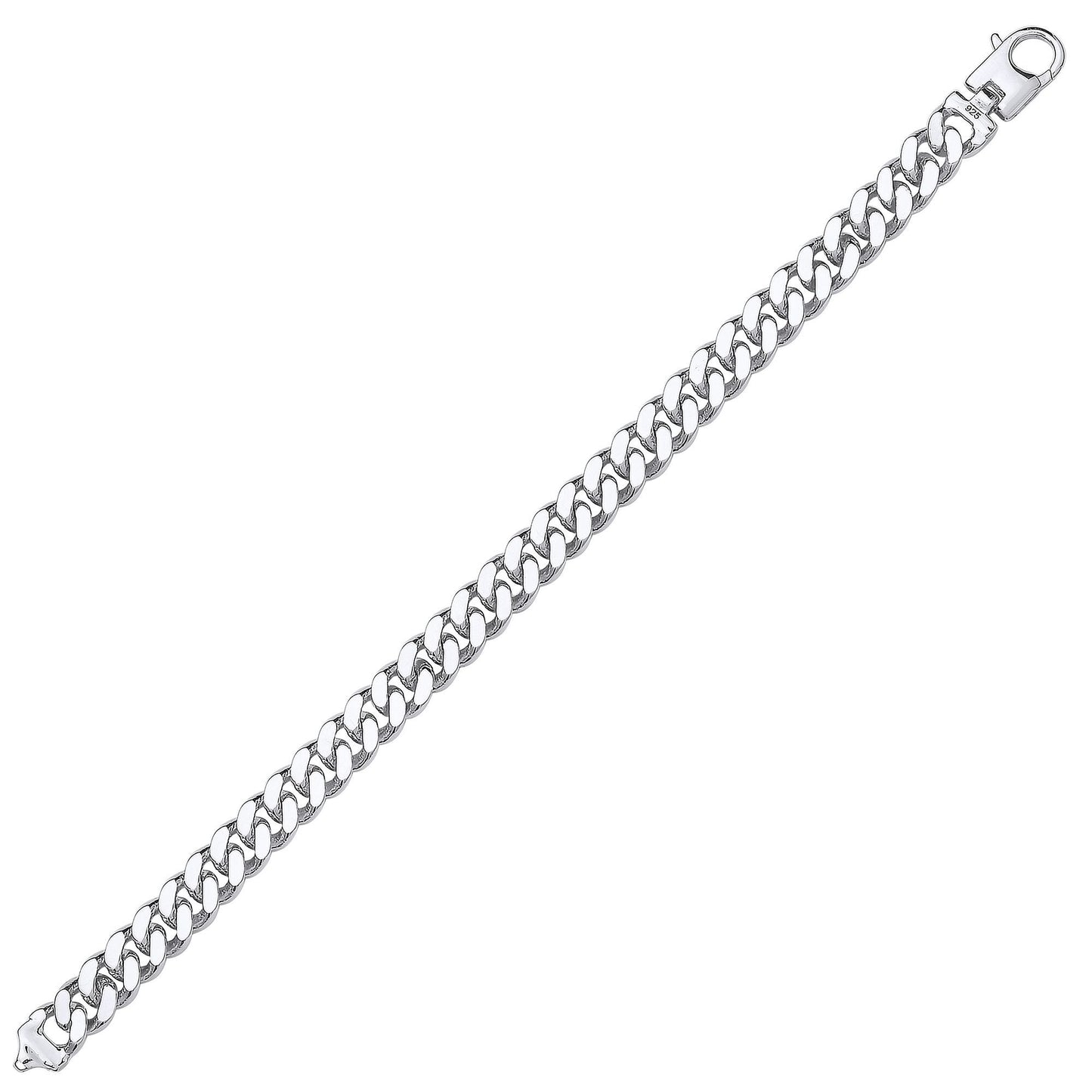 Mens Silver  Diamond-cut Curb Bracelet 9mm 8.5 inch - GVB463