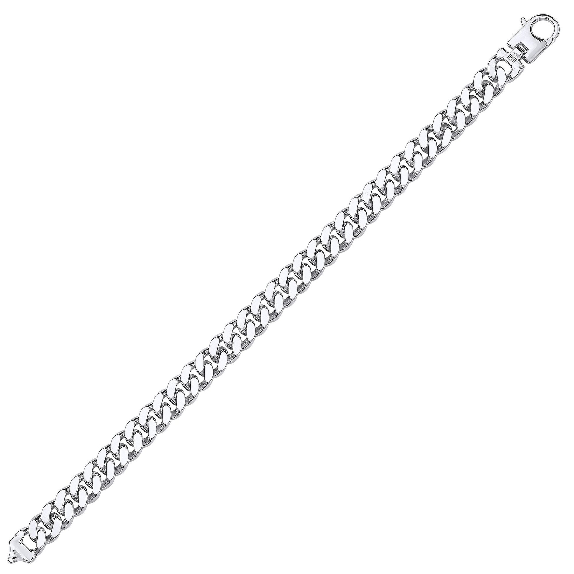 Mens Silver  Diamond-cut Curb Bracelet 9mm 8.5 inch - GVB463