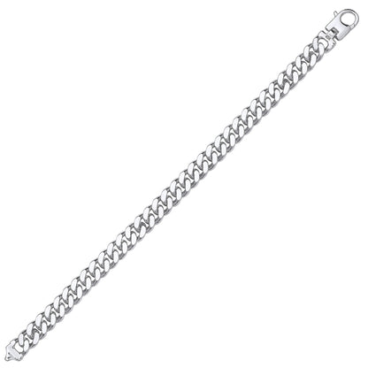 Mens Silver  Diamond-cut Curb Bracelet 9mm 8.5 inch - GVB463