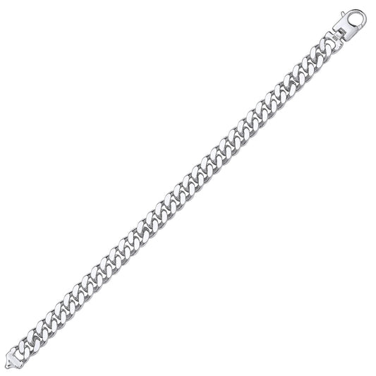 Mens Silver  Diamond-cut Curb Bracelet 9mm 8.5 inch - GVB463