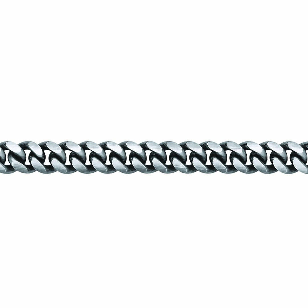 Mens Silver  Oxidised Brushed Box Cuban Curb Bracelet 9mm 8.5" - GVB467