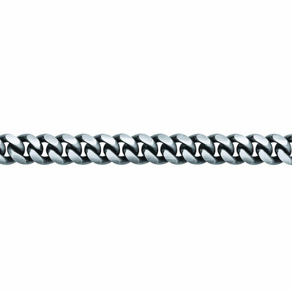Mens Silver  Oxidised Brushed Box Cuban Curb Bracelet 9mm 8.5" - GVB467