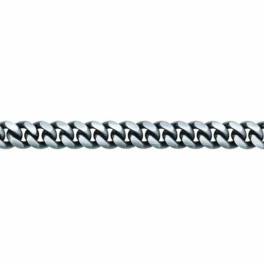Mens Silver  Oxidised Brushed Box Cuban Curb Bracelet 9mm 8.5" - GVB467