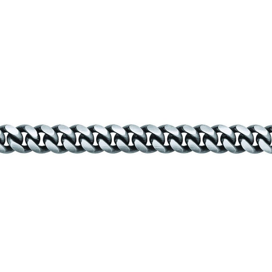 Mens Silver  Oxidised Brushed Box Cuban Curb Bracelet 9mm 8.5" - GVB467