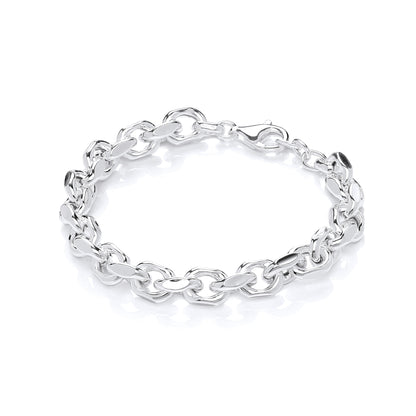 Sterling Silver  Faceted Cable Link Chain Bracelet 8mm 7 + 1 inch - GVB472