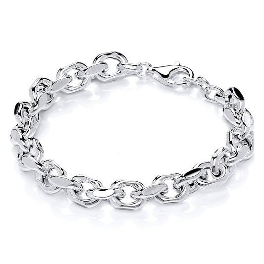 Silver  Faceted Cable Link Chain Bracelet - GVB472