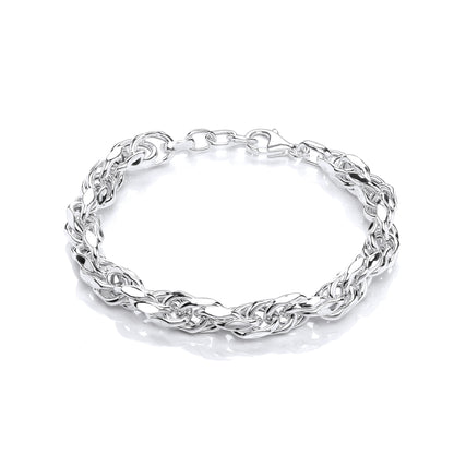 Silver  Cable Link Prince of Wales Chain Bracelet - GVB474