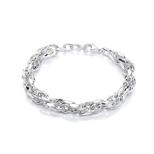 Silver  Cable Link Prince of Wales Chain Bracelet 8mm 7.5 + 0.5" - GVB474