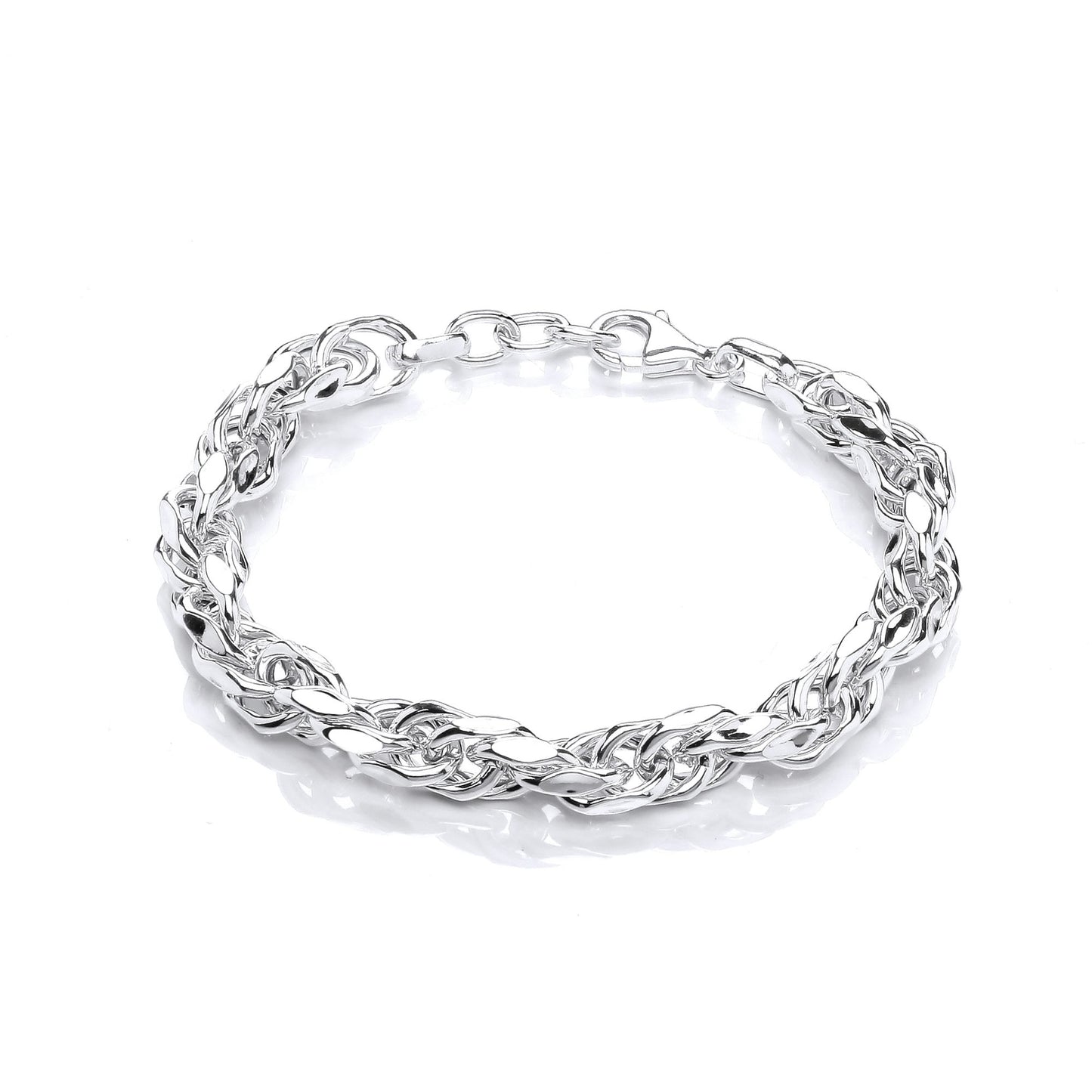Silver  Cable Link Prince of Wales Chain Bracelet 8mm 7.5 + 0.5" - GVB474