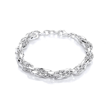Silver  Cable Link Prince of Wales Chain Bracelet 8mm 7.5 + 0.5" - GVB474