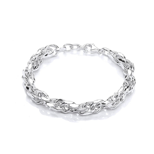 Silver  Cable Link Prince of Wales Chain Bracelet 8mm 7.5 + 0.5" - GVB474