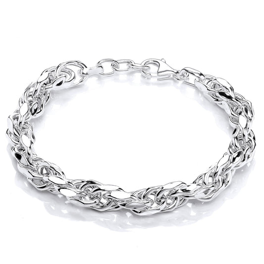 Silver  Cable Link Prince of Wales Chain Bracelet - GVB474