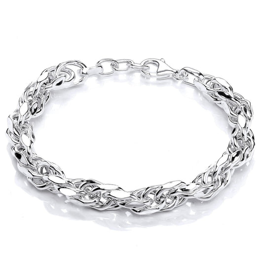 Silver Cable Link Prince of Wales Chain Bracelet 8mm 7.5 + 0.5" - GVB474