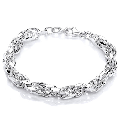 Silver  Cable Link Prince of Wales Chain Bracelet 8mm 7.5 + 0.5" - GVB474