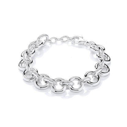 925 Silver  Rope Donut Belcher Link Chain Bracelet 12mm 7 + 1 inch - GVB475