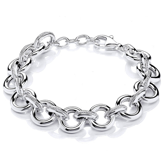 Silver  Rope Donut Belcher Link Chain Bracelet - GVB475