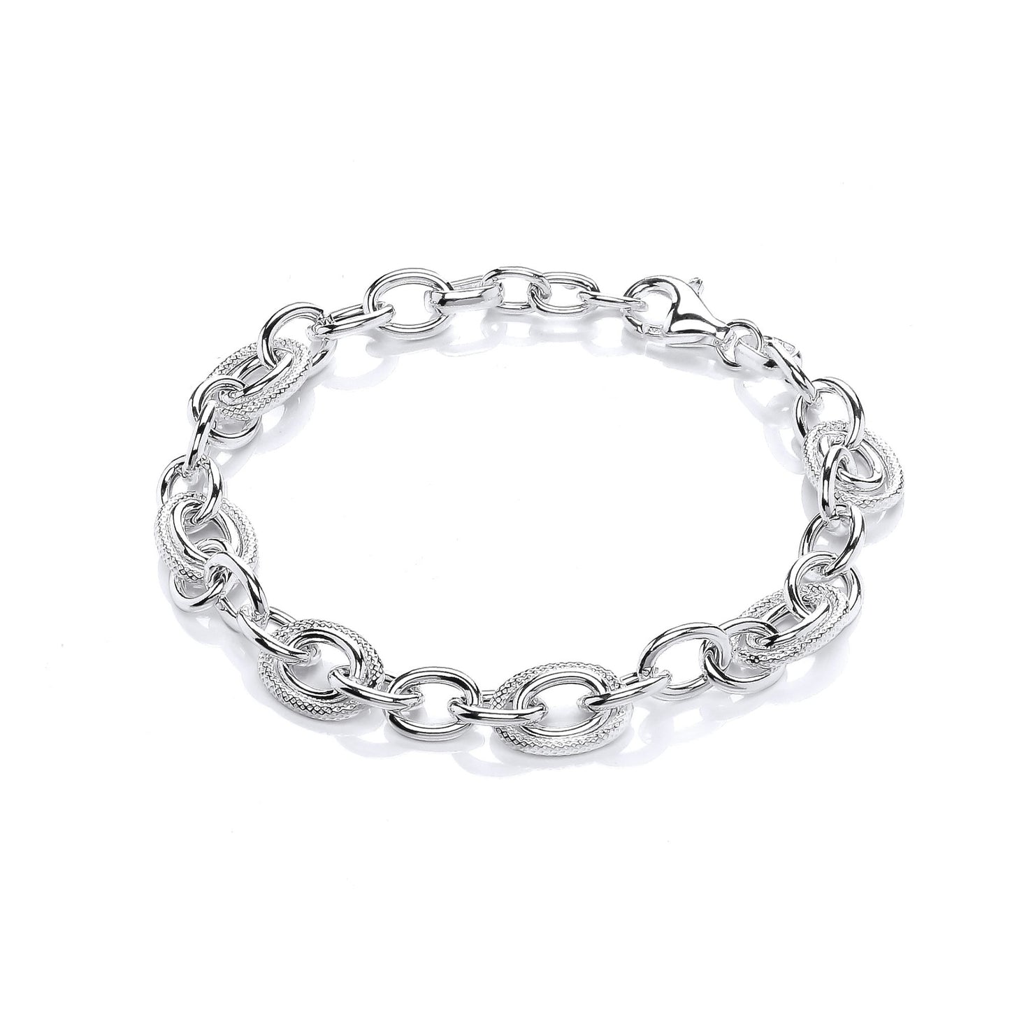 Silver  Snake Skin Oval Belcher Rolo Chain Bracelet 10mm 7 + 1" - GVB476