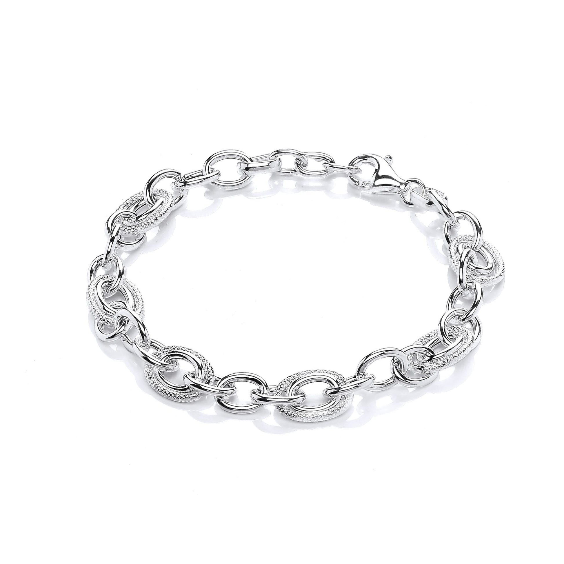 Silver  Snake Skin Oval Belcher Rolo Chain Bracelet 10mm 7 + 1" - GVB476