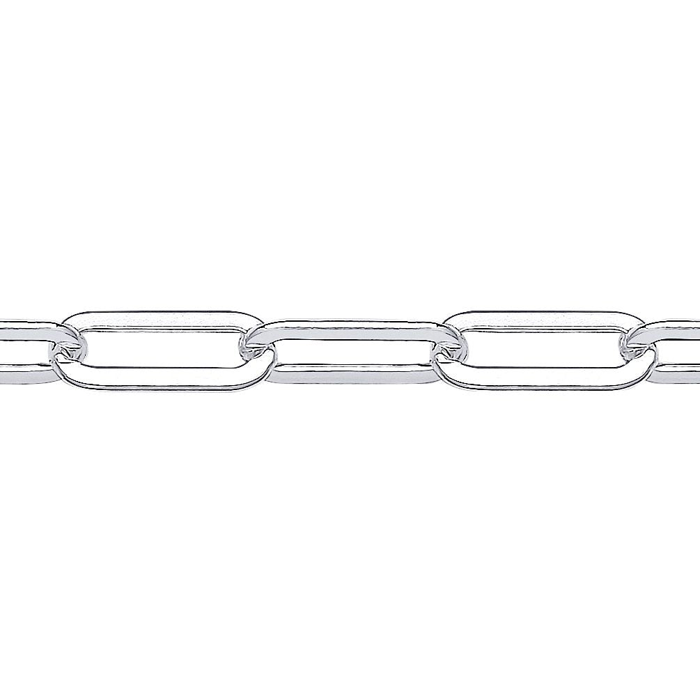 Unisex Silver  Flat Paper Clip Pill Shape Chain Bracelet 5mm 7.5" - GVB479