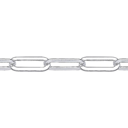Unisex Silver  Flat Paper Clip Pill Shape Chain Bracelet 5mm 7.5" - GVB479