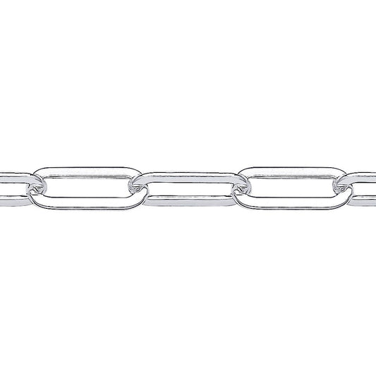Unisex Silver  Flat Paper Clip Pill Shape Chain Bracelet 5mm 7.5" - GVB479