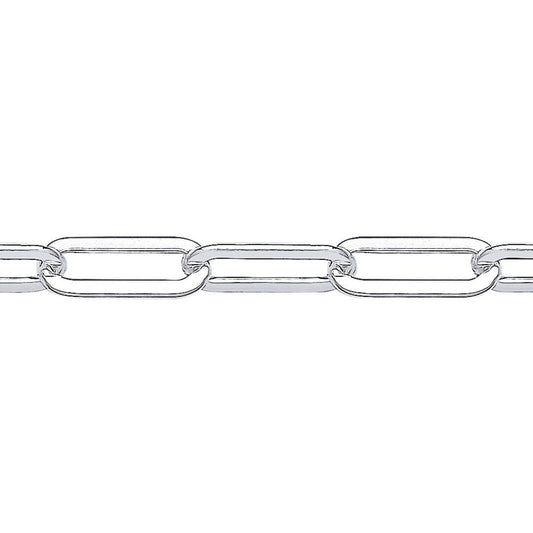 Unisex Silver  Flat Paper Clip Pill Shape Chain Bracelet 5mm 7.5" - GVB479