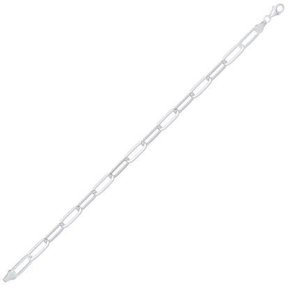 Unisex Silver  Flat Paper Clip Pill Shape Chain Bracelet - GVB480