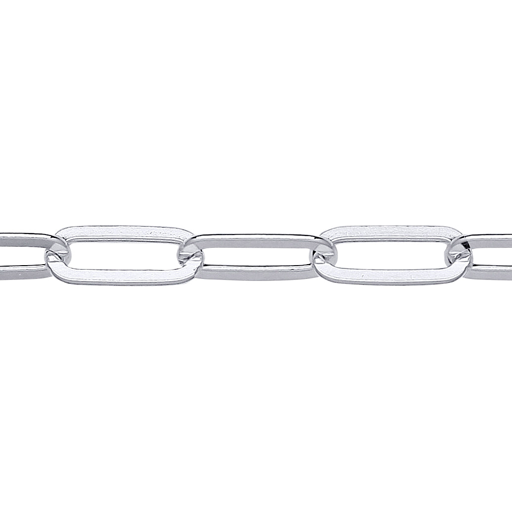 Unisex Silver  Flat Paper Clip Pill Shape Chain Bracelet - GVB480