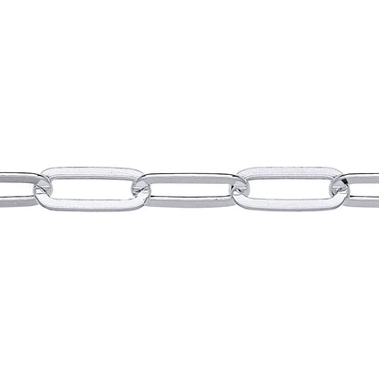 Unisex Silver  Flat Paper Clip Pill Shape Chain Bracelet 5mm 8.5" - GVB480