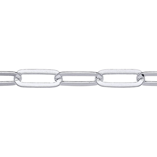 Unisex Silver  Flat Paper Clip Pill Shape Chain Bracelet 5mm 8.5" - GVB480