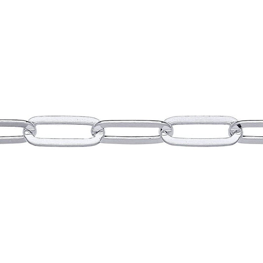 Unisex Silver  Flat Paper Clip Pill Shape Chain Bracelet 5mm 8.5" - GVB480