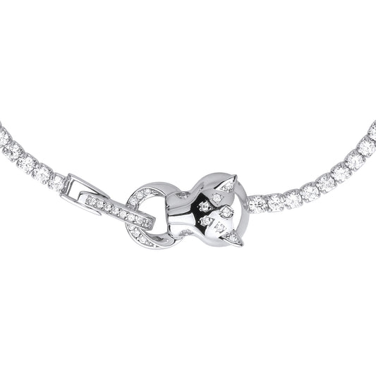 Silver  Snow Leaopard Clasp Tennis Bracelet - GVB484