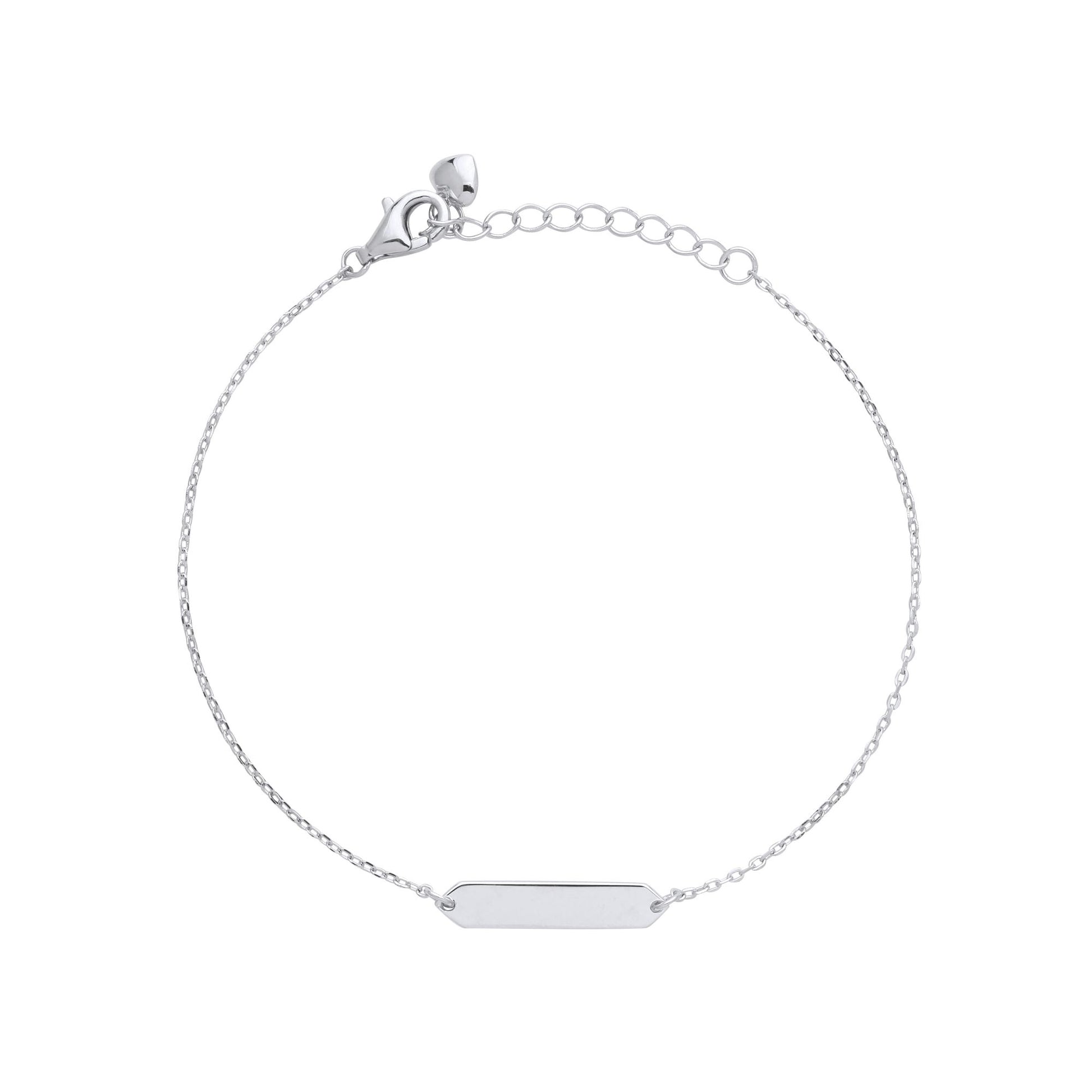 925 Sterling Silver  Cable Link ID Bracelet 6.5 + 1 inch - GVB489