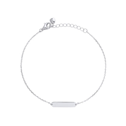 925 Sterling Silver  Cable Link ID Bracelet 6.5 + 1 inch - GVB489