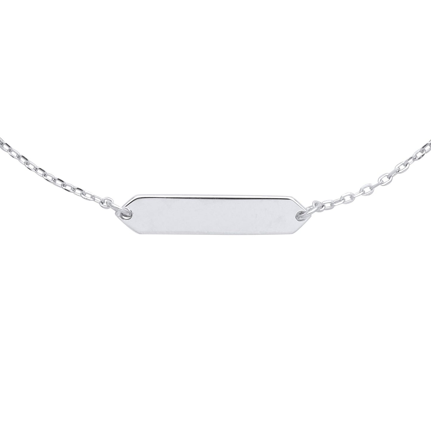 925 Sterling Silver  Cable Link ID Bracelet 6.5 + 1 inch - GVB489