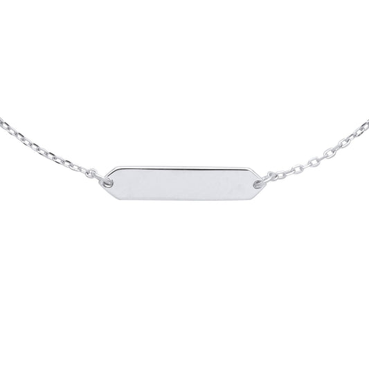 925 Sterling Silver  Cable Link ID Bracelet 6.5 + 1 inch - GVB489