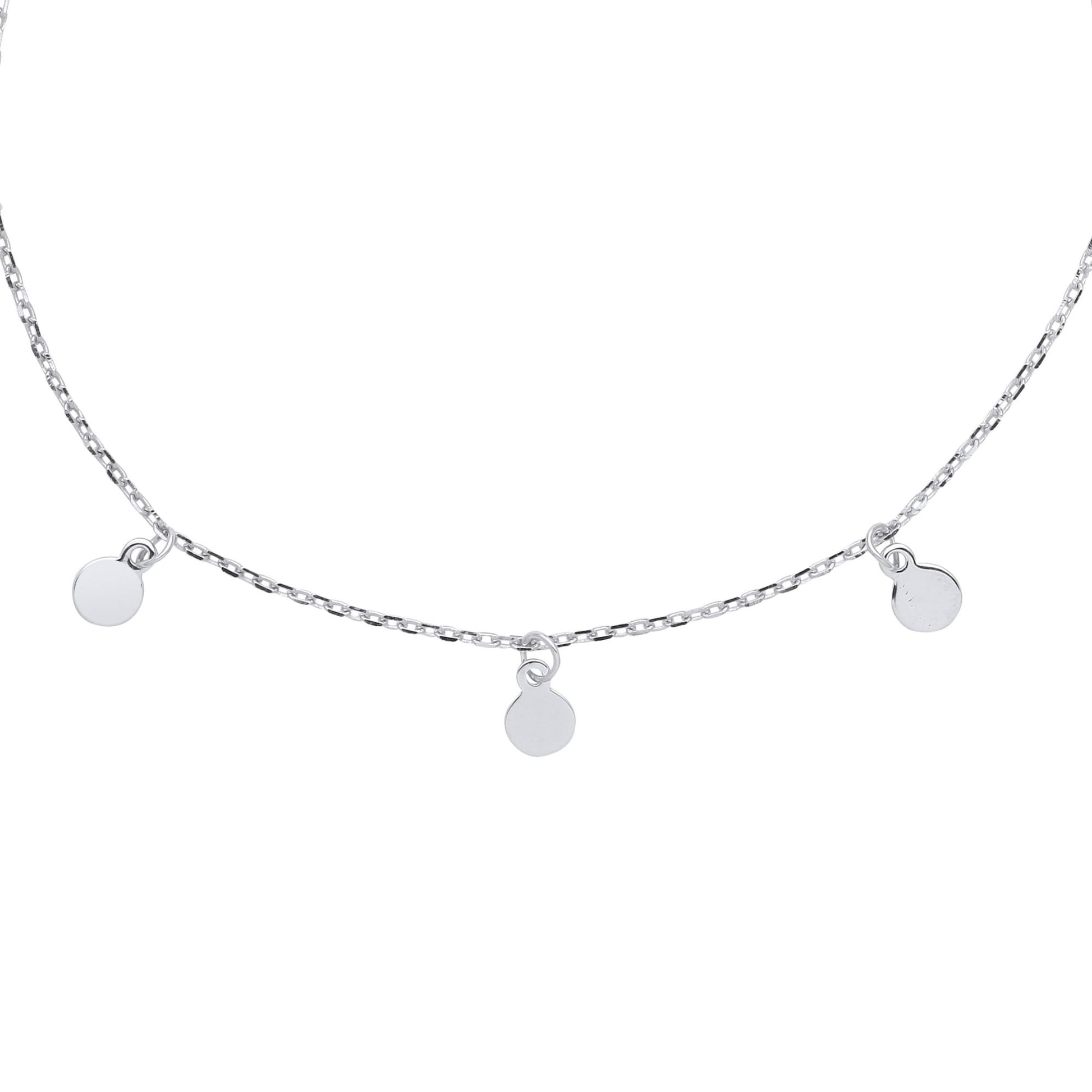 Silver  8 Hanging Mini Discs Sequin Charm Bracelet 6.5 + 1 inch - GVB490