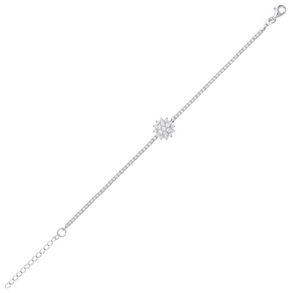 Sterling Silver  CZ Supernova Cluster Tennis Bracelet 6.5 + 1 inch - GVB494