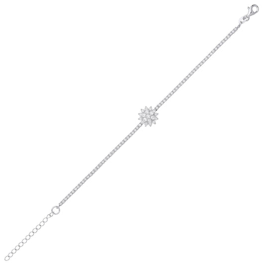 Sterling Silver  CZ Supernova Cluster Tennis Bracelet 6.5 + 1 inch - GVB494