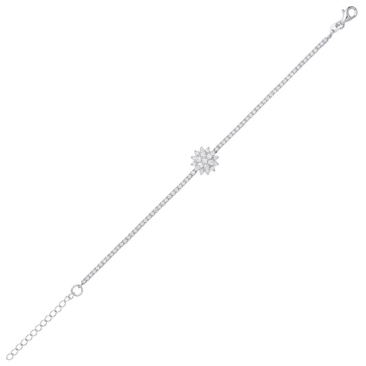 Sterling Silver  CZ Supernova Cluster Tennis Bracelet 6.5 + 1 inch - GVB494