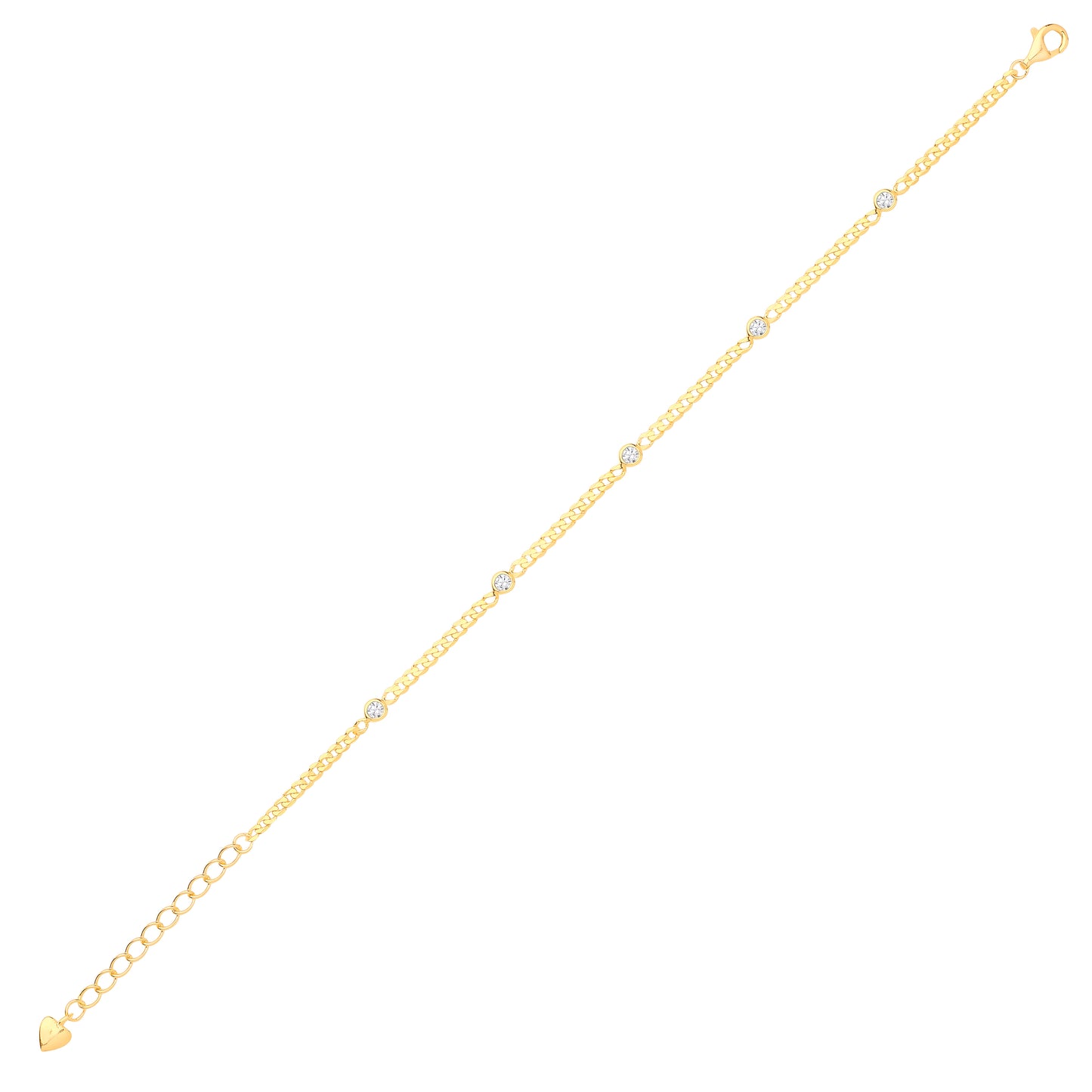 Gilded Silver  Curb Link By The Inch Station Bracelet - GVB498